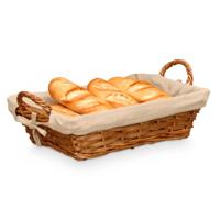 Rieten mand - gevlochten riet - bruin - 39 x 24 x 13 cm - broodmand - serveermand