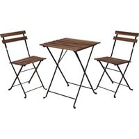 Bistro set - Tuintafel en stoelen - Zwart - Metaal - Hout - thumbnail