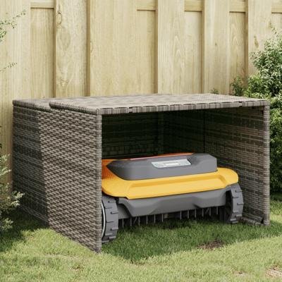 Garage voor robotmaaier 86x90x52/57 cm poly rattan grijs