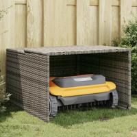 Garage voor robotmaaier 86x90x52/57 cm poly rattan grijs