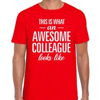 Awesome Colleague tekst t-shirt rood heren