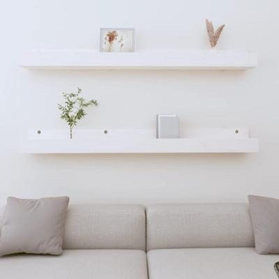 Wandschappen 2 st 110x12x9 cm massief grenenhout wit