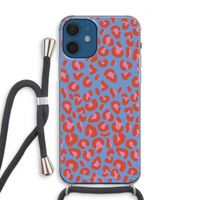 Leopard blue: iPhone 12 Transparant Hoesje met koord