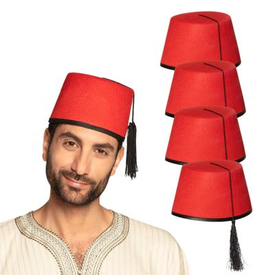 Marokkaanse thema Carnaval verkleed Fez hoed - 5x - rood - Oosters/1001 nacht themafeest - voor volw
