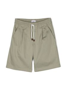 Brunello Cucinelli Kids short en coton à lien de resserrage - Vert