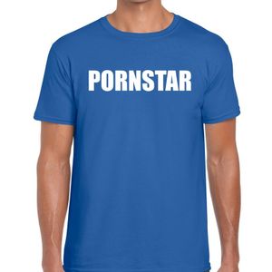 Pornstar tekst t-shirt blauw heren