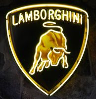 Lamborghini Neon Met Achterplaat 60 x 66 cm