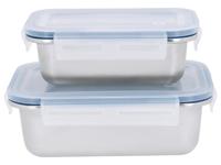 SILVERCREST Rvs vershoudbakjes (Rechthoekig, Blauw)