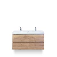Maxx XL Badmeubelset 120 cm - Natuur Eiken - Wastafel Just Enkel 2 kraangaten