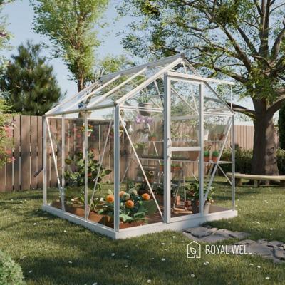 Royal Well Mary 1 tuinkas met veiligheidsglas en fundering - wit