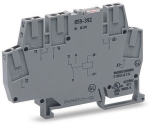 WAGO 859-392 Relaisklem Nominale spanning: 24 V/DC Schakelstroom (max.): 3 A 1x wisselcontact 1 stuk(s)