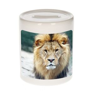 Foto leeuw spaarpot 9 cm - Cadeau leeuwen liefhebber   -