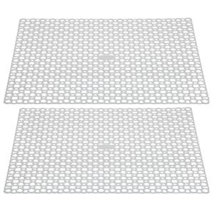 Gootsteenmat/spoelbakmat - 2x - wit - kunststof - 35 x 35 cm - anti-slip/afdruipmat