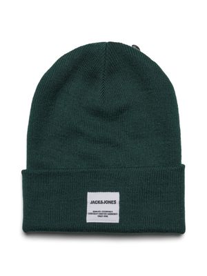 Jack and Jones Beanie Donkergroen Brede Rand Acryl