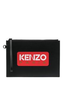 Kenzo pochette en cuir à logo - Noir