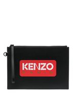 Kenzo pochette en cuir à logo - Noir