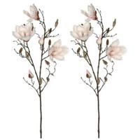 Mica Decorations Kunstbloem - 2x - magnolia - lichtroze - 90 cm - takken - Kunstbloemen boeketten