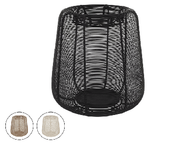 JENS Living Lantaarn Sil - Glas / Metaal - 16 of 22 cm - Zwart, Taupe, Wit