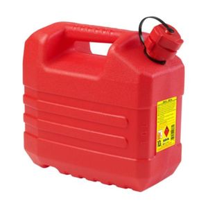 Kunststof jerrycan 10 liter rood geschikt voor gevaarlijke vloeistoffen L32 x B18 x H30 cm