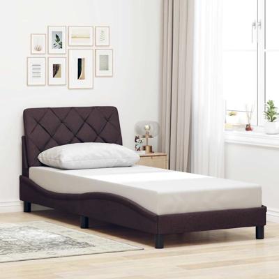 Bedframe zonder matras 90x190 cm stof donkerbruin
