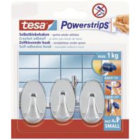 tesa POWERSTRIPS® Zelfklevende haak Small Ovaal Chroom Inhoud: 3 stuk(s)