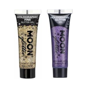 Moon Creations Glittergel fijn set - voor lichaam en gezicht - goud en paars