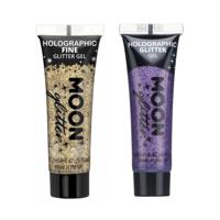 Moon Creations Glittergel fijn set - voor lichaam en gezicht - goud en paars - thumbnail