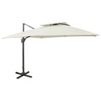 VidaXL Zwevende parasol met dubbele bovenkant 300x300 cm zandkleur