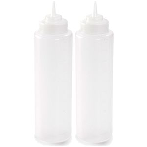 2x stuks Transparante doseerflessen/knijpflessen 1 liter