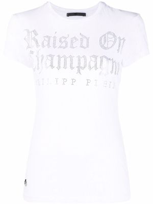 Philipp Plein t-shirt imprimé à ornements en cristal - Blanc