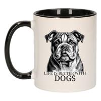 Cadeau mok voor honden liefhebbers - Engelse Bulldog - zwart - keramiek - 300 ml