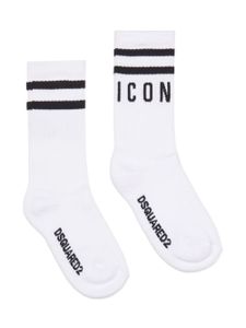 DSQUARED2 KIDS chaussettes à logo en maille intarsia - Blanc