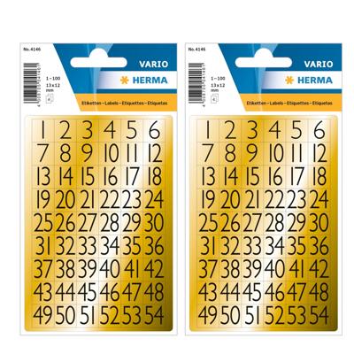 Stickers cijfers/getallen - 1/99 - 432x - plak cijfers/getallen - zwart/goud - hobby/decoratie