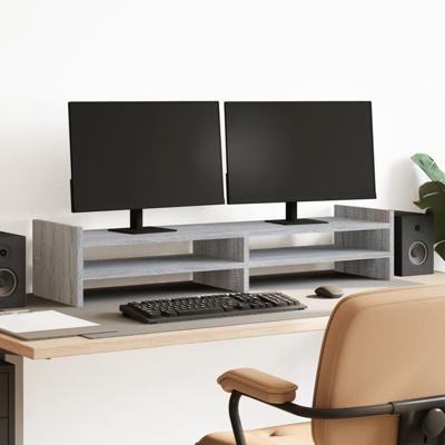 Monitorstandaard 100x27x20 cm bewerkt hout grijs sonoma eiken