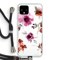 Geschilderde bloemen: Pixel 4 Transparant Hoesje met koord