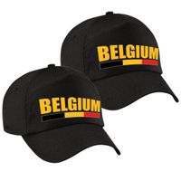 2x stuks Belgium supporter pet / cap Belgie zwart volwassenen - thumbnail