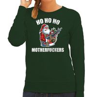 Hohoho motherfuckers foute Kerstsweater / Kersttrui groen voor dames - thumbnail