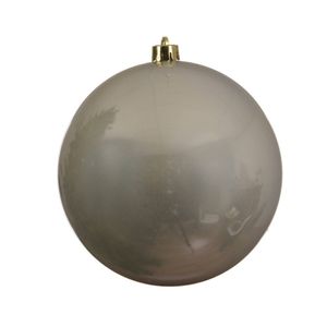 Decoris kerstbal - groot formaat - D20 cm - licht champagne - plastic - Kerstbal