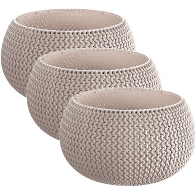 4x Stuks ronde taupe kunststof Splofy bloempotten/plantenpotten 2,3 liter