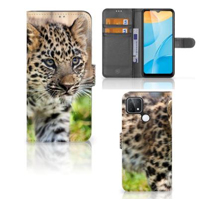OPPO A15 | Telefoonhoesje | Met pasjeshouder | Baby Luipaard