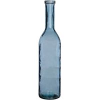 Flesvaas bloemenvaas/bloemenvazen 18 x 75 cm transparant blauw glas   - - thumbnail