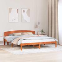 Bedframe met hoofdeinde Bruin 200 x 200 cm Massief grenenhout