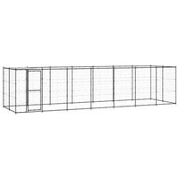 vidaXL Hondenkennel met dak 16,94 m² staal - thumbnail