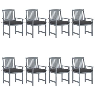 Tuinstoelen 8 st met kussens massief acaciahout grijs