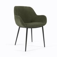 Kave Home Eetkamerstoel 'Konna' Rib, kleur Donkergroen