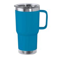 Warmhoudbeker/thermosbeker STACY - tumbler - grote koffiebeker - RVS - lichtblauw - 590 ml