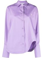 The Attico Eliza asymmetric cotton-poplin shirt - Violet - thumbnail