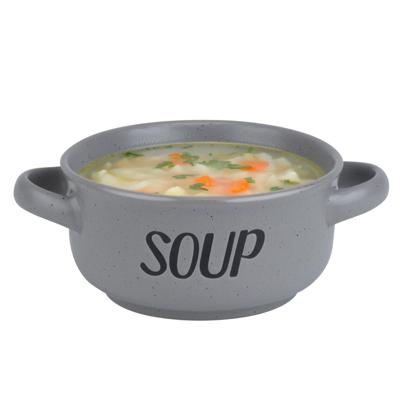 Soepkom van aardewerk - grijs - Dia 13,5 cm - 470 ml - Servies - Soepkommen