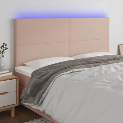 Hoofdbord LED 160x5x118/128 cm kunstleer cappuccinokleurig