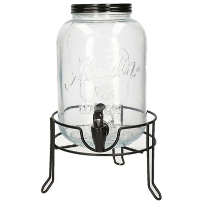 Limonade/drankdispenser op verhoger - 3,8 liter - transparant glas - H37 x B19 cm